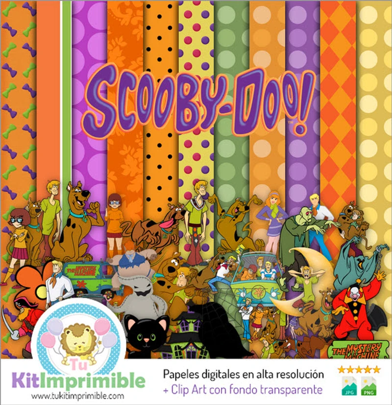 Motifs de scrapbooking Scooby-Doo à textures numériques - M3