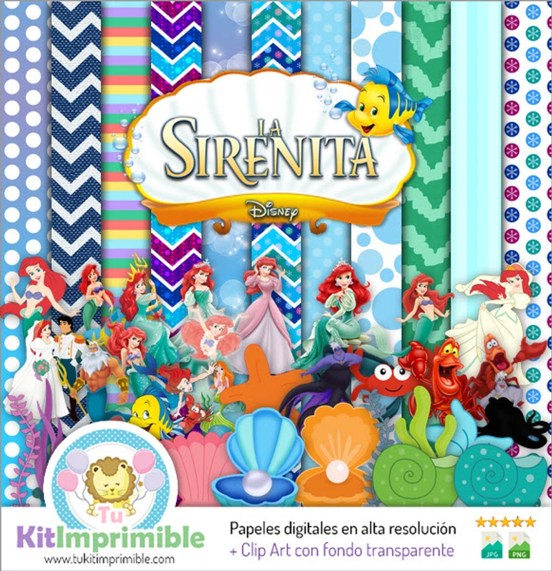 Motifs et textures numériques de La Petite Sirène Ariel - M3