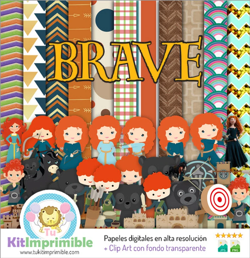 Motifs et textures numériques de la princesse Merida Brave - M3
