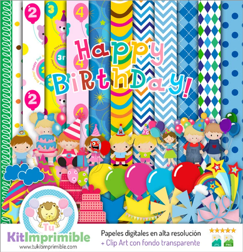 Motifs et textures numériques Joyeux anniversaire - M3