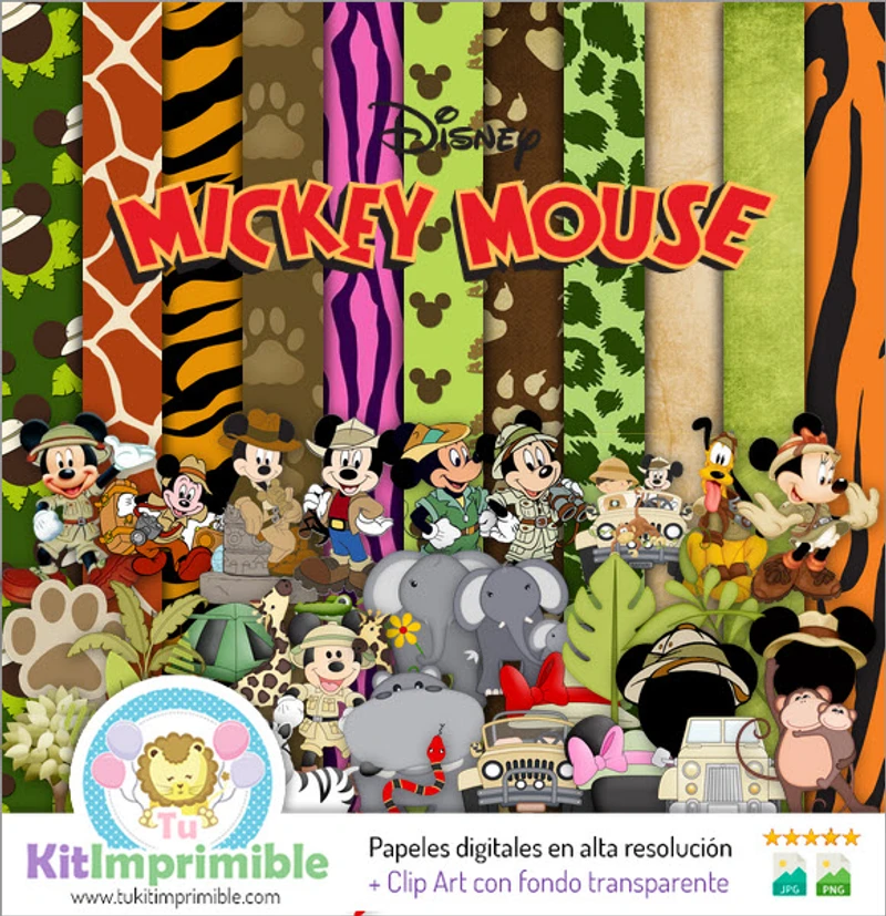 Motifs et textures numériques Mickey Mouse Safari - M3