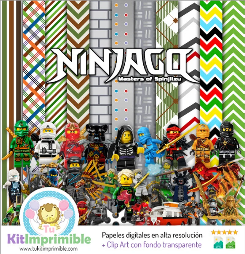 Ninja Go Martial Arts Party Digitale Papiere - M1