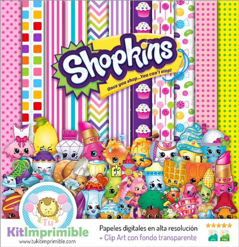 Padrões de Scrapbook com Texturas Digitais Shopkins - M3