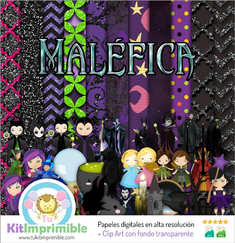 Papéis Digitais da Malévola - Festa dos Vilões - M1