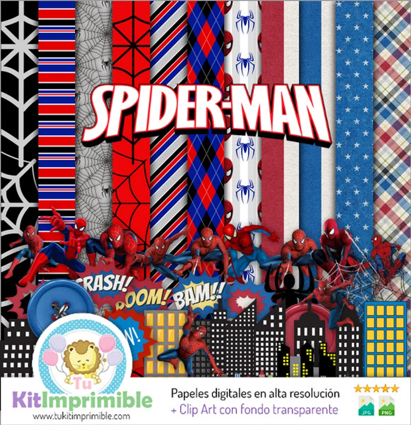 Papéis digitais do Homem-Aranha para festas - M1