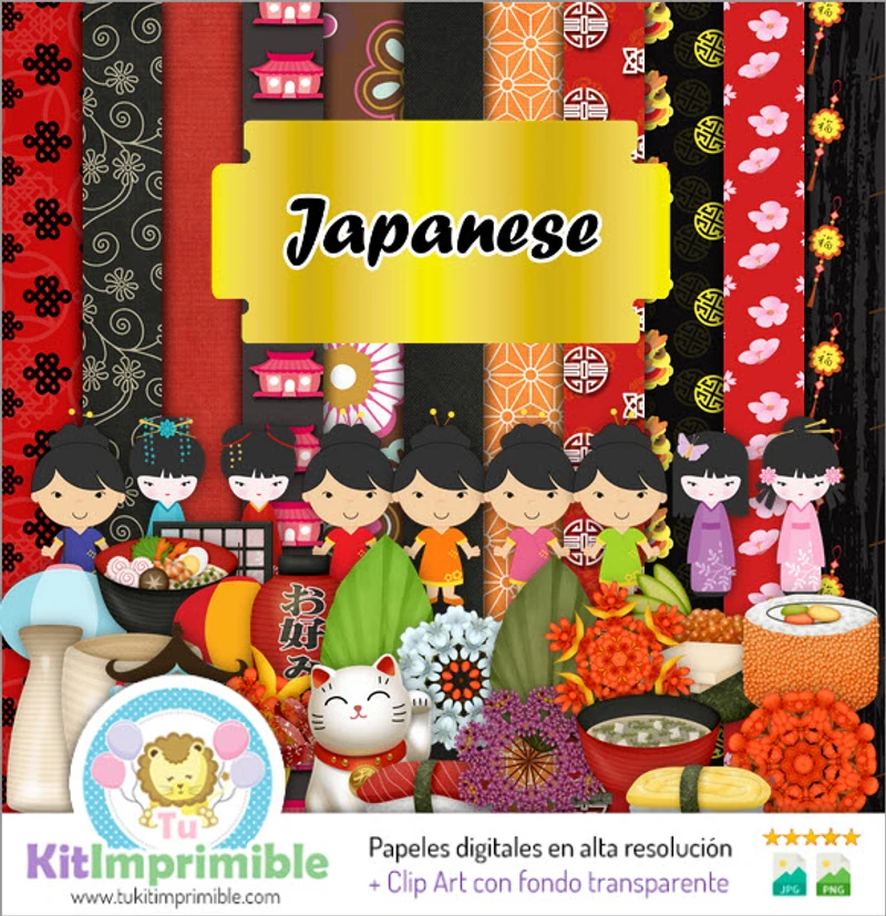 Papéis digitais japoneses para decoração cultural - M1