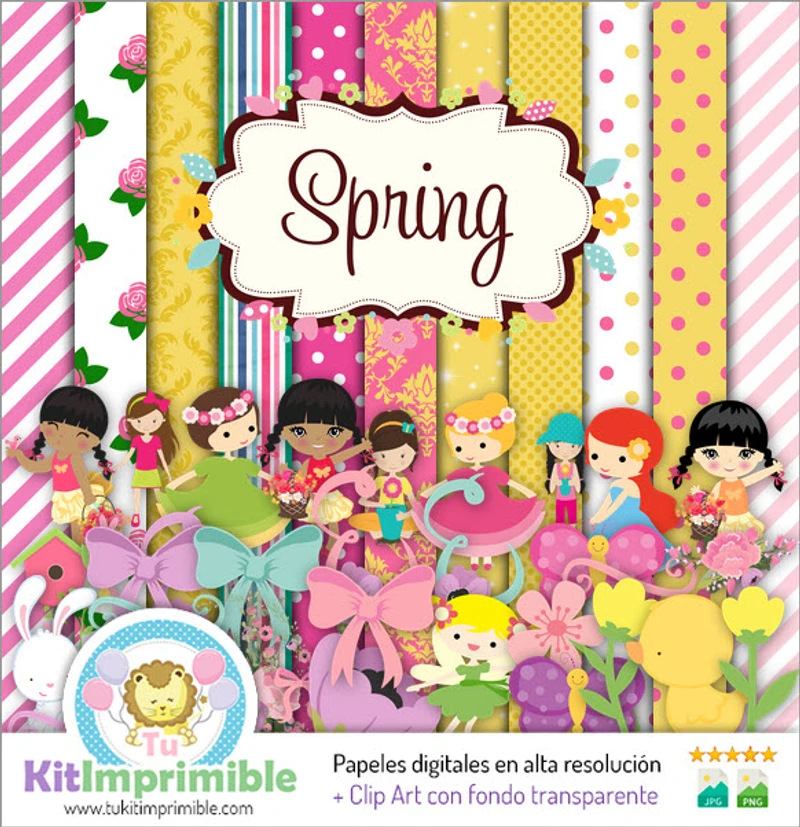 Papéis digitais para decoração sazonal de primavera - M1