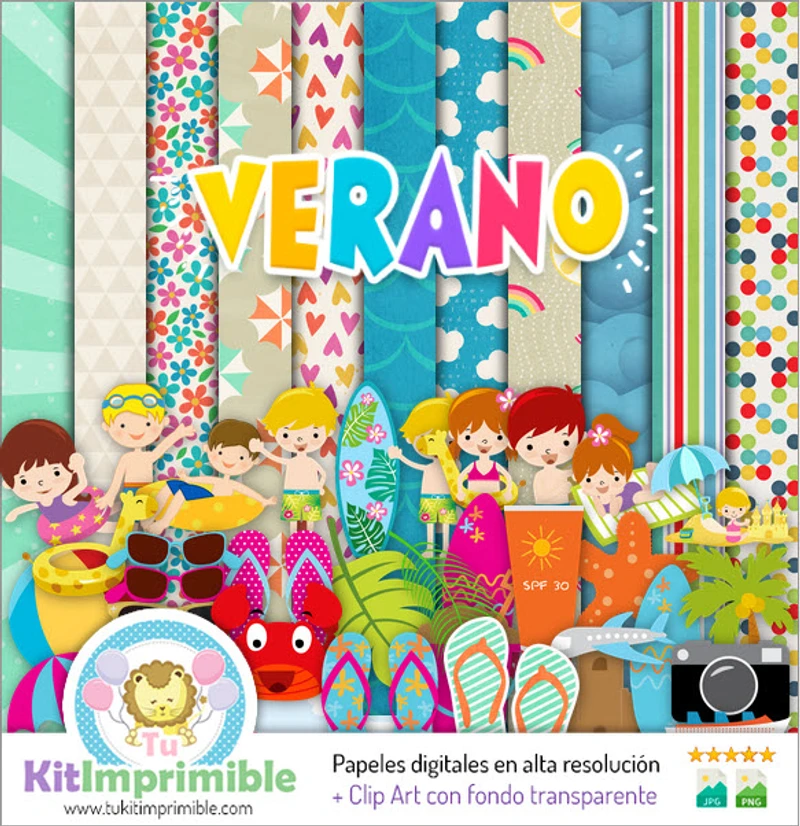 Papéis digitais para decoração sazonal de verão - M1