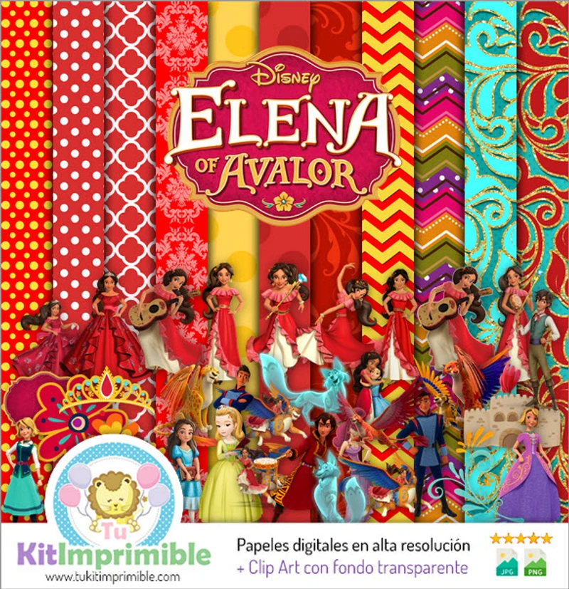Papéis digitais para festa da princesa Elena de Avalor - M1