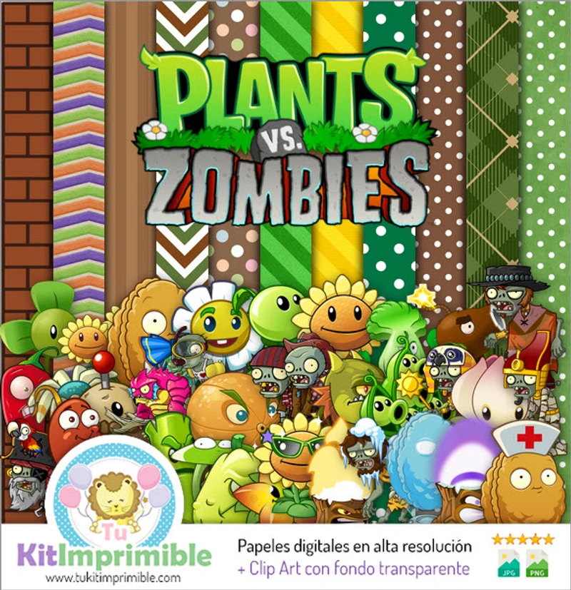 Papéis Digitais Plantas vs Zumbis Festas Jogos de Vídeo - M1