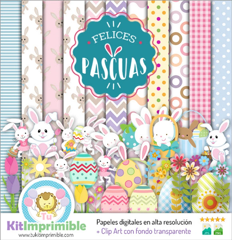 Papeles Conejo de Pascua Digitales Invitaciones - M5
