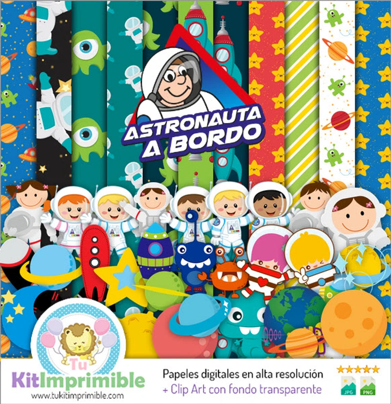 Papeles Digitales Astronauta Fiestas Infantiles Espacio - M1