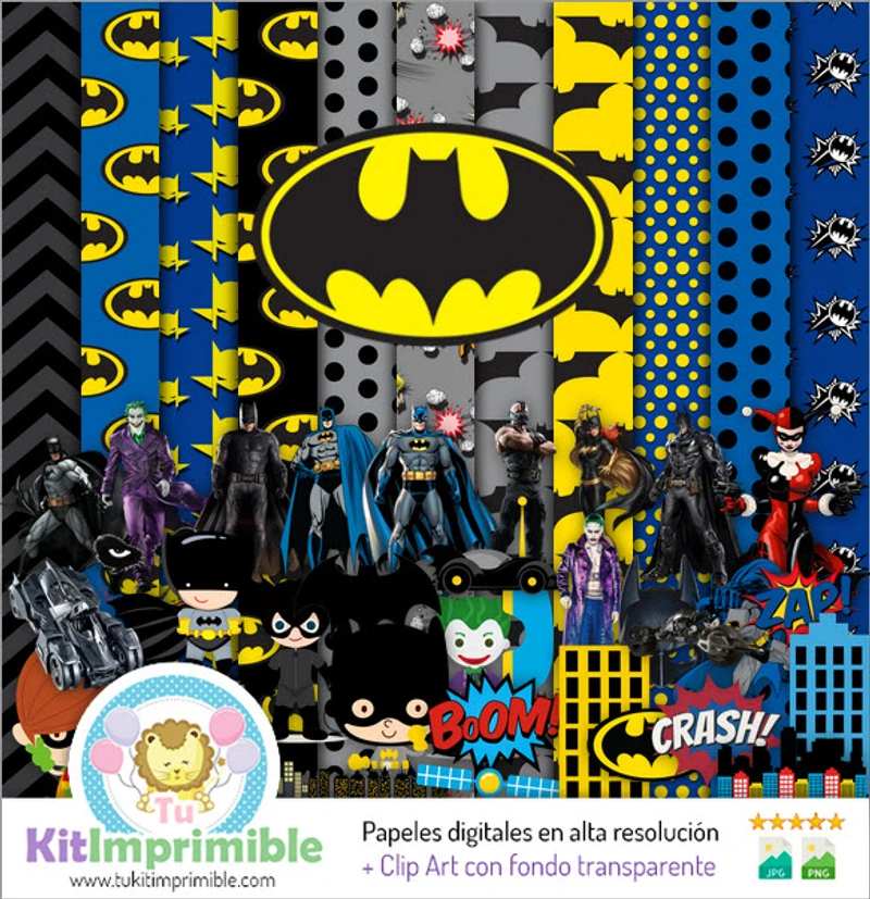 Papeles Digitales Batman Fiestas Infantiles Superhéroes - M1