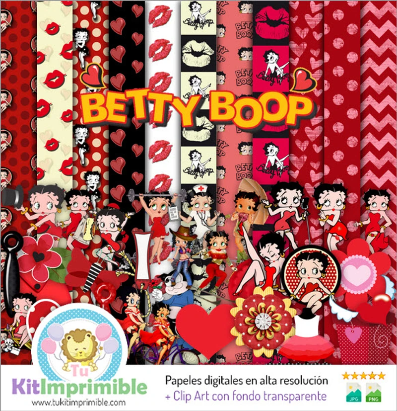 Papeles Digitales Betty Boop Fiestas Vintage Retro - M1