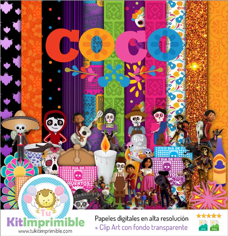 Papeles Digitales Coco Fiestas Mexicanas Tradicionales - M1