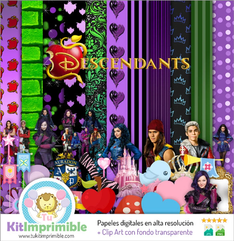 Papeles Digitales Descendientes Fiestas Villanos - M1