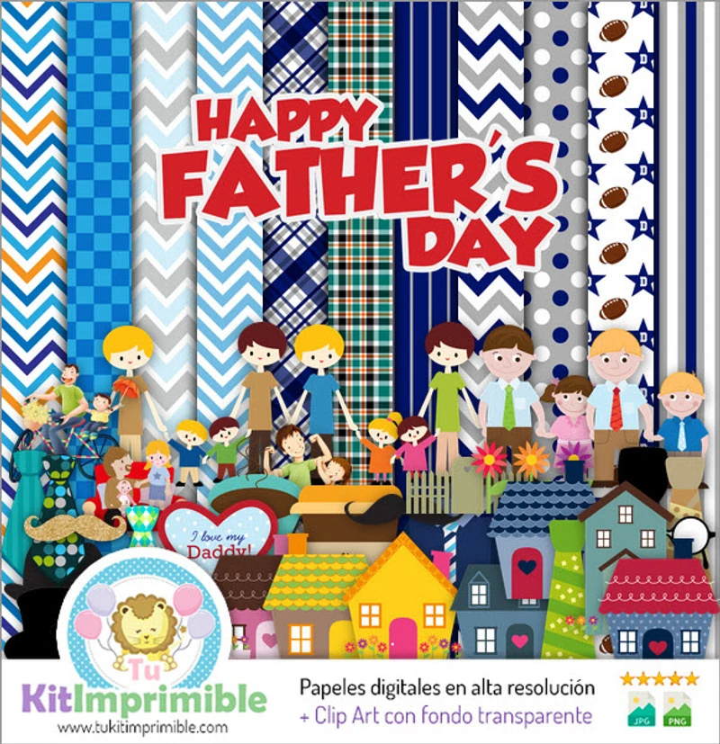 Papeles Digitales Dia del Padre Decoración Celebración - M1