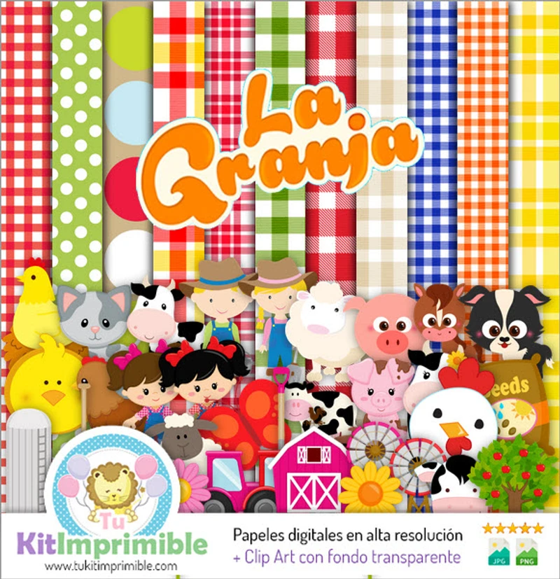 Papeles Digitales Granjita Fiestas Infantiles Granja - M1