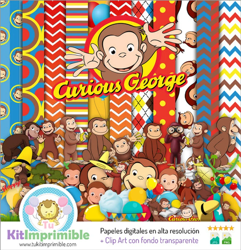 Papeles Digitales Jorge el Curioso Fiestas Infantiles - M1