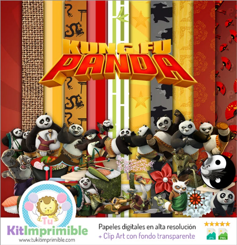 Papeles Digitales Kung Fu Panda Fiestas Artes Marciales - M1