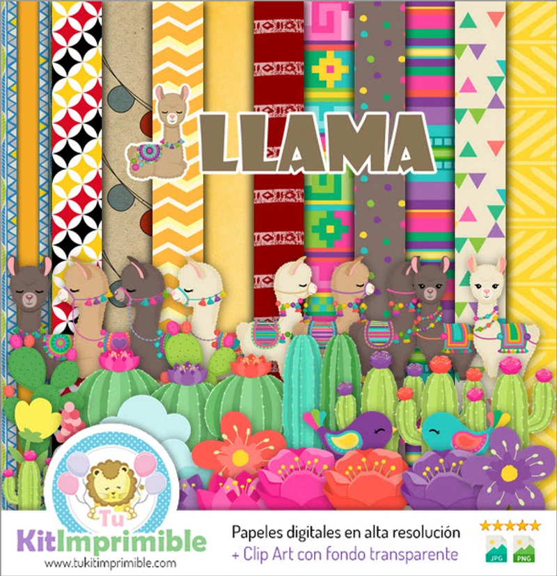 Papeles Digitales Llama Decoración Animales - M1