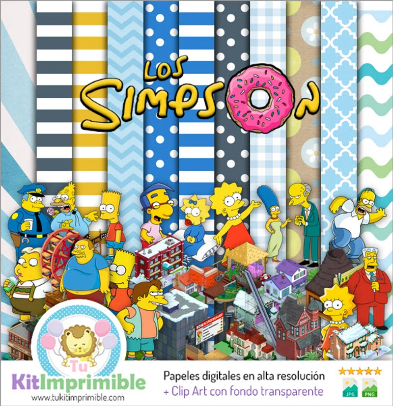 Papeles Digitales Los Simpsons Fiestas Comedia - M1