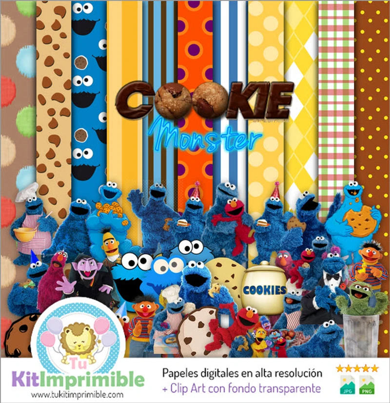 Papeles Digitales Mounstruo De Las Galletas Fiestas - M1