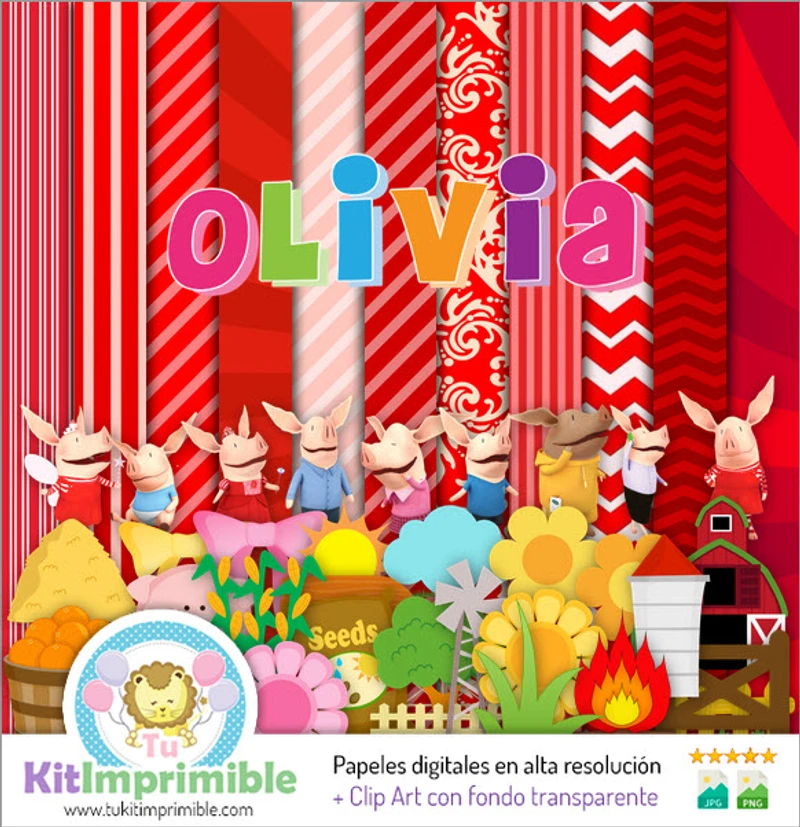 Papeles Digitales Olivia Cerdita Fiestas Infantiles - M1