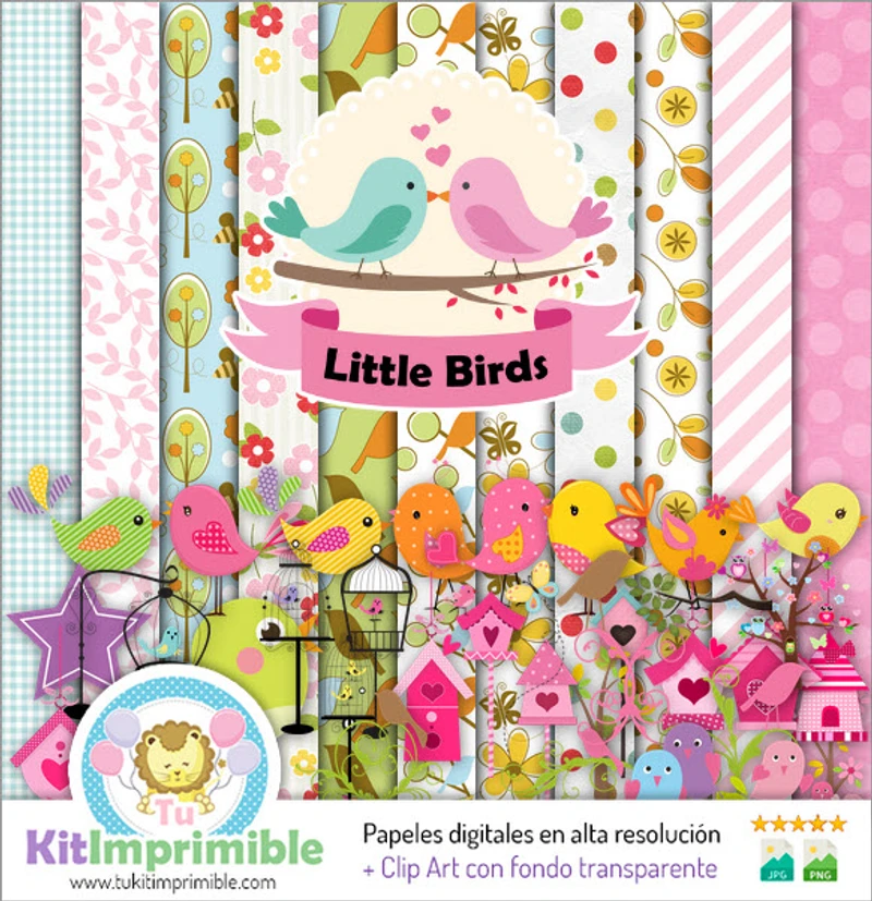 Papeles Digitales Pajaros Decoración Natural - M1