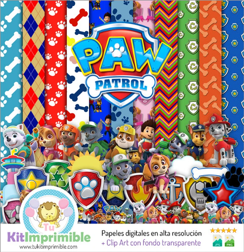 Papeles Digitales Paw Patrol Fiestas Infantiles - M1