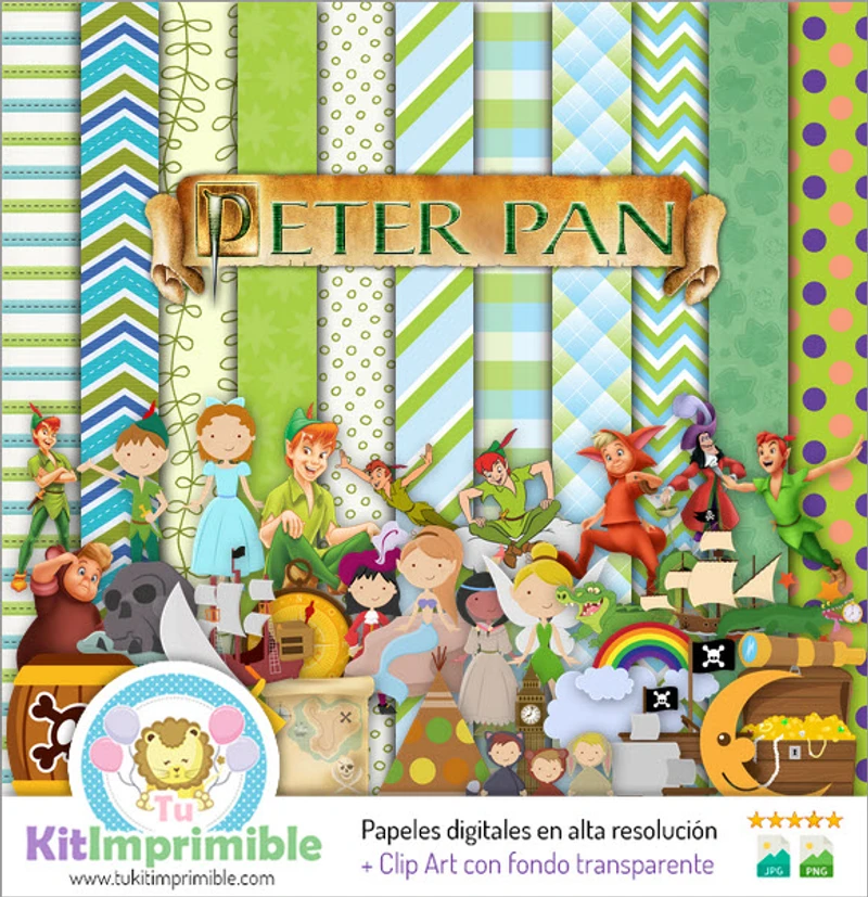 Papeles Digitales Peter Pan Fiestas Aventuras - M1