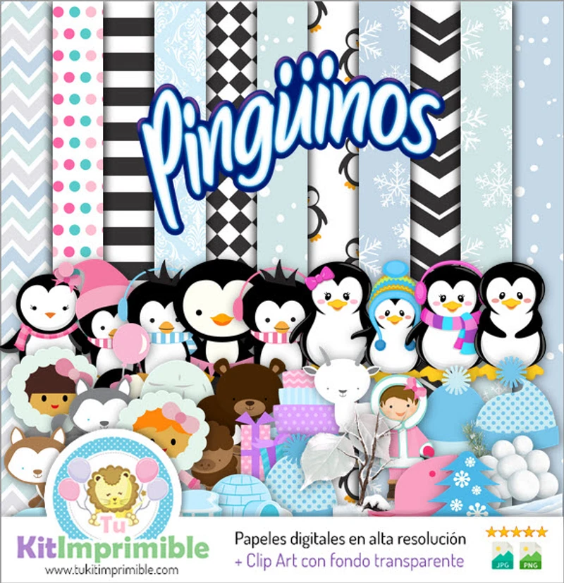 Papeles Digitales Pinguino Decoración Invierno - M1