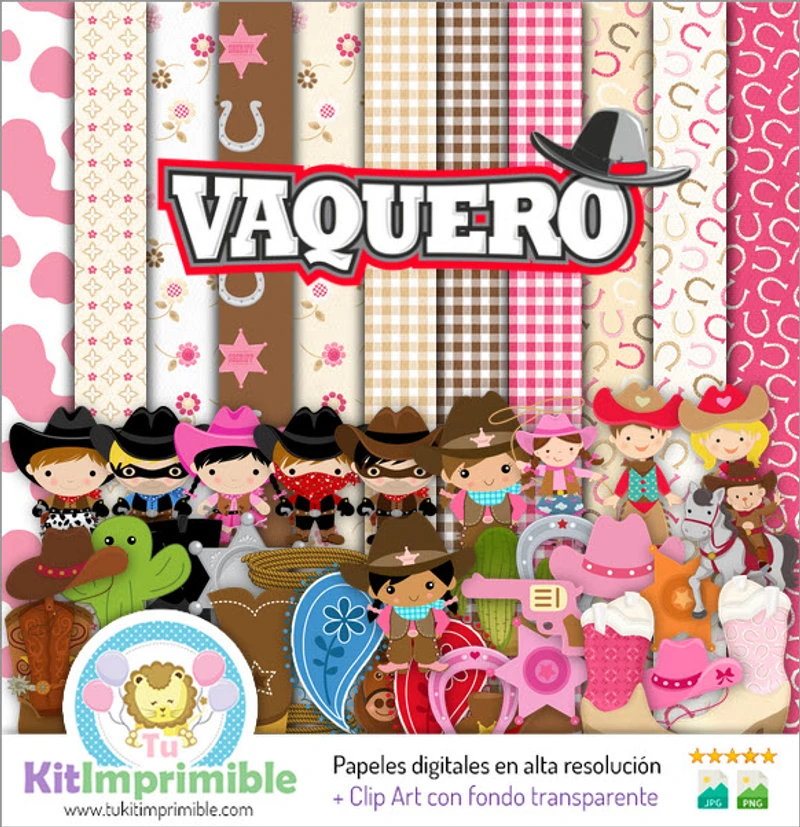 Papeles Digitales Vaquero Ranchera Decoración Western - M1