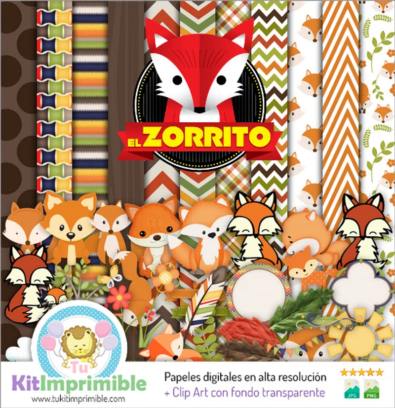 Papeles Digitales Zorrito Decoración Animales - M1