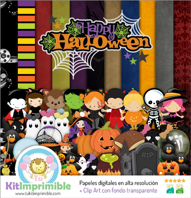 Papeles Espectrales Halloween Digital Decoración - M19