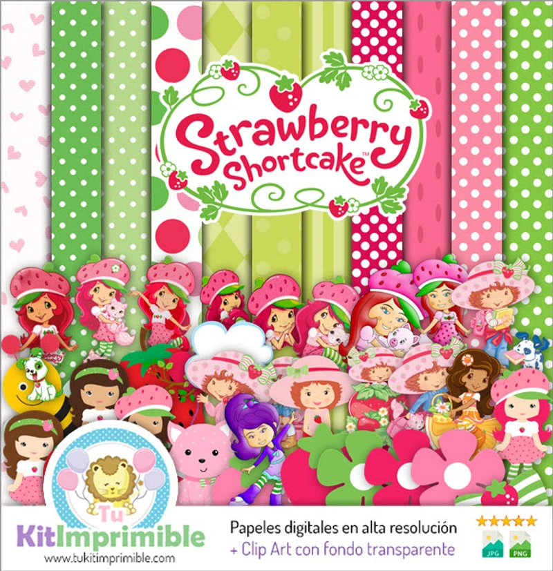 Papeles Frutillita Digitales Invitaciones Divertidas - M5