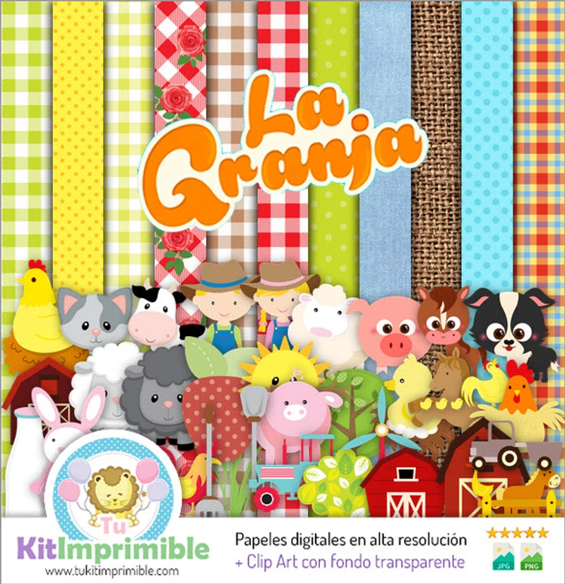 Papeles Granjita Digitales Invitaciones Educativas - M5