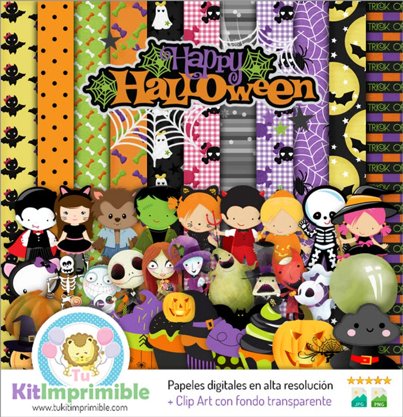 Papeles Halloween Digitales Invitaciones Terror - M5