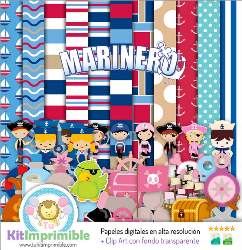 Papeles Marinero Digitales Invitaciones Náuticas - M5