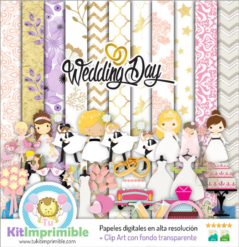 Papiers de mariage numériques, décoration, élégance du mariage - M1