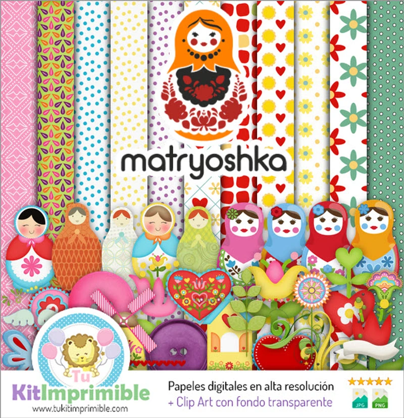 Papiers numériques Matriochka Décoration russe - M1