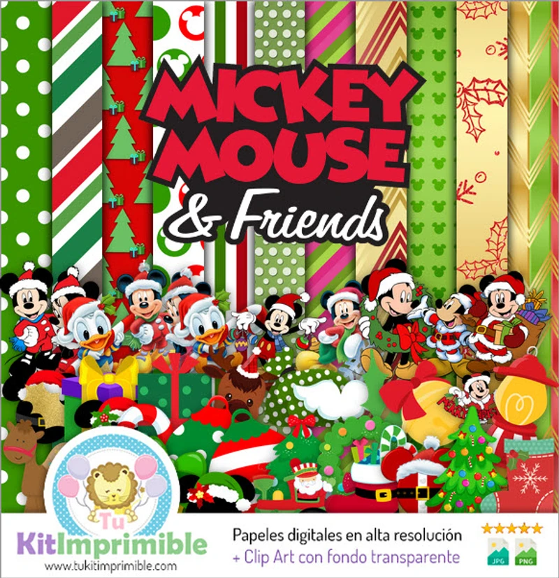 Papiers numériques Mickey Mouse Vacances de Noël - M1