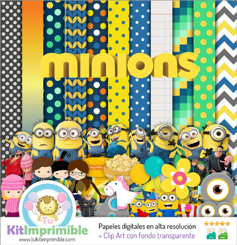 Papiers numériques Minions - Invitations amusantes - M5