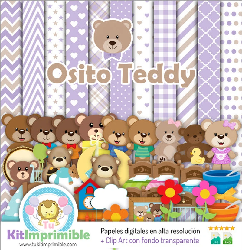 Papiers numériques Ours en peluche Décoration mignonne - M1