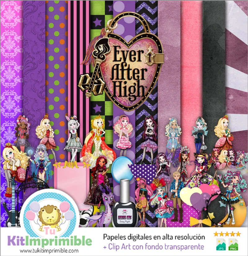 Papiers numériques pour fête de princesse Ever After High - M1