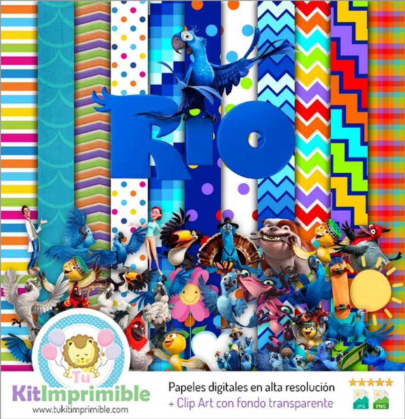 Papiers numériques Rio 2 Fêtes d'animaux - M1