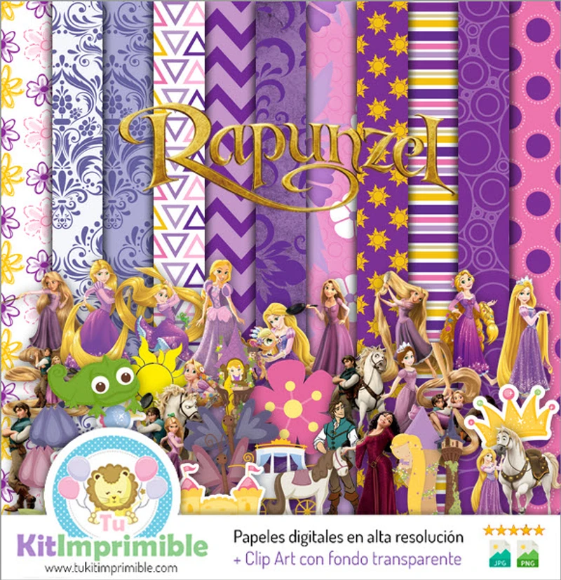 Rapunzel Digital Party Background Kit - M2