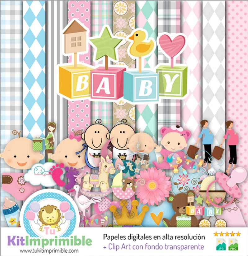 Scrapbook Baby Shower Digital Set Completo Recuerdos - M9