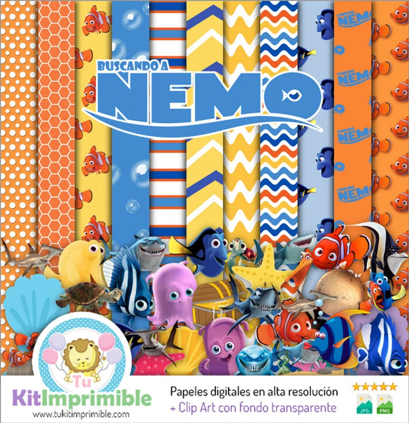 Scrapbook Buscando a Nemo Digital Set Completo Manualidades - M4