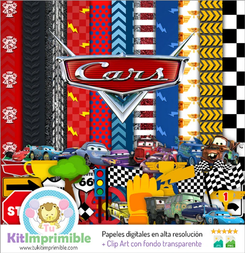 Scrapbook Cars McQueen Digital Set Completo Manualidades - M4